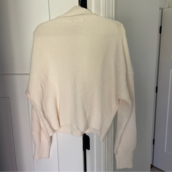 NWT J. Crew Ivory Ribbed Turtleneck Sweater Knit Stretch Pullover Cropped - Picture 5 of 5
